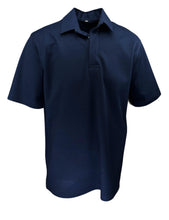 Carica l'immagine nel visualizzatore di Gallery, Polo Piquet Uomo Blu Navy In Tinta Unita Collo Camicia Filo Scozia