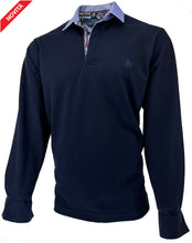 Carica l'immagine nel visualizzatore di Gallery, POLO Uomo Piquet Manica Lunga Blu Navy Collo Oxford