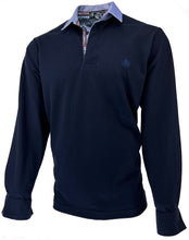 Carica l'immagine nel visualizzatore di Gallery, POLO Uomo Piquet Manica Lunga Blu Navy Collo Oxford