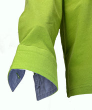 Carica l'immagine nel visualizzatore di Gallery, POLO Uomo Piquet Blu Verde Brillante Collo a Righine Bianco Blu