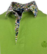 Carica l'immagine nel visualizzatore di Gallery, POLO Uomo Piquet Manica Lunga Verde Brillante Collo Fantasia Fiori