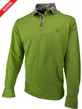 Carica l'immagine nel visualizzatore di Gallery, POLO Uomo Piquet Manica Lunga Verde Brillante Collo Fantasia Fiori