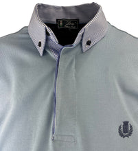 Carica l'immagine nel visualizzatore di Gallery, Piquet Uomo Manica Corta Azzurra Collo In Tinta Button Down