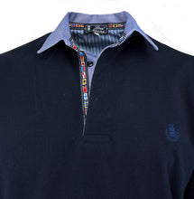 Carica l'immagine nel visualizzatore di Gallery, POLO Uomo Piquet Manica Lunga Blu Navy Collo Oxford