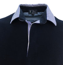 Carica l'immagine nel visualizzatore di Gallery, POLO UOMO Piquet Lavorato Blu Navy Collo Rigato