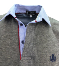 Carica l'immagine nel visualizzatore di Gallery, POLO UOMO Piquet Oxford Grigio Collo Azzurro