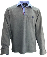 Carica l'immagine nel visualizzatore di Gallery, POLO UOMO Piquet Oxford Grigio Collo Azzurro