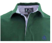 Carica l'immagine nel visualizzatore di Gallery, POLO UOMO Piquet Verde Bottiglia Collo Rigato in tinta