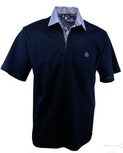 Carica l'immagine nel visualizzatore di Gallery, POLO Piquet Uomo Blu collo Bandierine