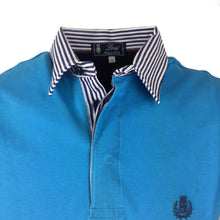 Carica l'immagine nel visualizzatore di Gallery, POLO Piquet Turchese collo a righe bianche e blu