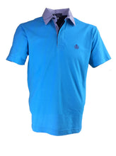 Carica l'immagine nel visualizzatore di Gallery, POLO Piquet Turchese collo a righe bianche e blu