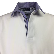 Carica l'immagine nel visualizzatore di Gallery, POLO Piquet Bianca collo a righe bianche e blu