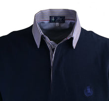 Carica l'immagine nel visualizzatore di Gallery, POLO Piquet Blu Navy Riga Bianco Blu Marrone