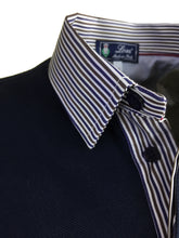 Carica l'immagine nel visualizzatore di Gallery, POLO Piquet Blu Navy Riga Bianco Blu Marrone