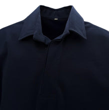 Carica l&#39;immagine nel visualizzatore di Gallery, Piquet Uomo Blu Navy In Tinta Unita Collo Camicia Filo Scozia

