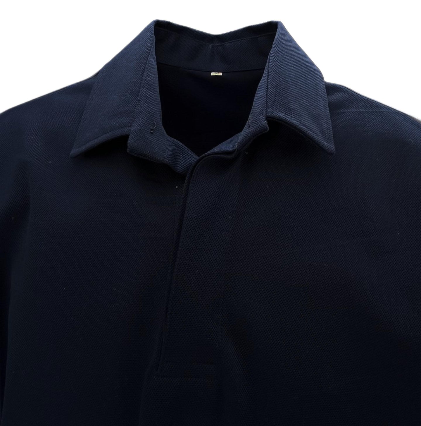 Polo Piquet Uomo Blu Navy In Tinta Unita Collo Camicia Filo Scozia