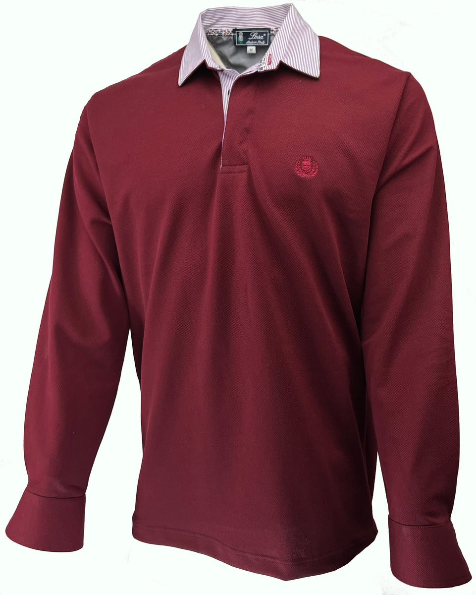 POLO Uomo Piquet Bordeaux Collo Rigato Bianco e Bordeaux – LOSA-MADE IN ...