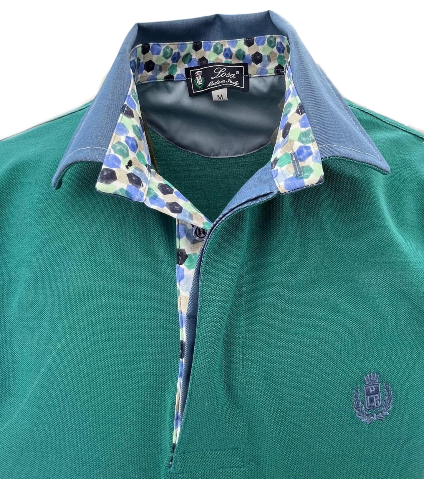 Polo Piquet Uomo Verde Adria Collo Fantasia