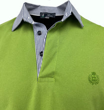 Carica l&#39;immagine nel visualizzatore di Gallery, POLO Uomo Piquet  Blu Verde Brillante Collo a Righe Bianco Blu
