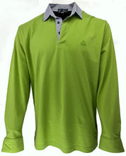 Carica l&#39;immagine nel visualizzatore di Gallery, POLO Uomo Piquet  Blu Verde Brillante Collo a Righe Bianco Blu
