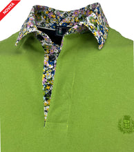 Carica l'immagine nel visualizzatore di Gallery, POLO Uomo Piquet Manica Lunga Verde Brillante Collo Fantasia Fiori
