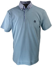 Carica l'immagine nel visualizzatore di Gallery, Piquet  Uomo  Manica Corta Azzurra Collo In Tinta Button Down
