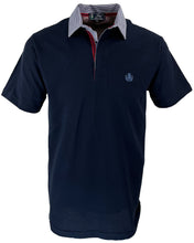 Carica l'immagine nel visualizzatore di Gallery, Piquet  Uomo  Manica Corta Blu Navy Collo Puntino Bianco Blu
