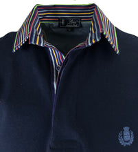 Carica l'immagine nel visualizzatore di Gallery, Piquet  Uomo  Manica Corta Blu Navy Collo Rigato Multicolor
