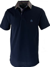 Carica l'immagine nel visualizzatore di Gallery, Piquet  Uomo  Manica Corta Blu Navy Collo Rigato Multicolor

