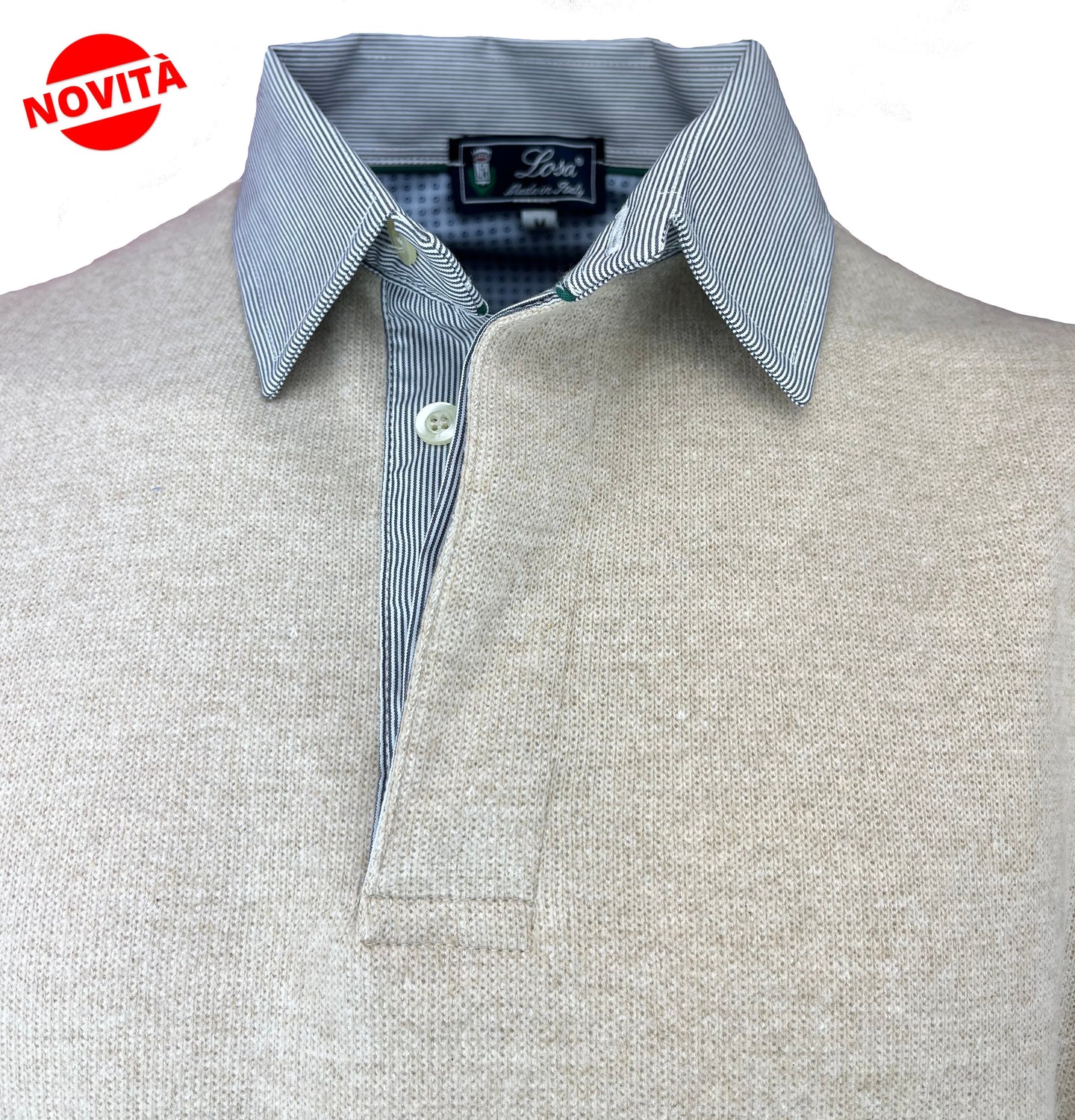 POLO UOMO COSTA Beige Collo Rigatino