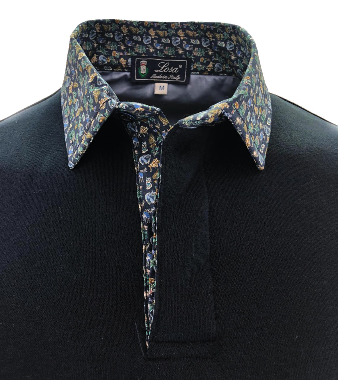 POLO Felpa BLU Navy Collo Fantasia