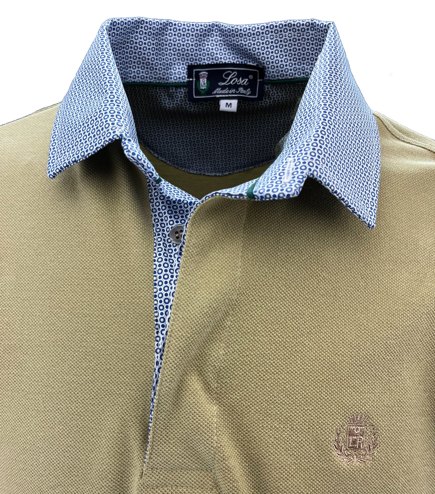 Maglia Polo Piquet Sabbia collo Camicia Fantasia