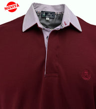 Carica l&#39;immagine nel visualizzatore di Gallery, POLO Uomo Piquet  Bordeaux Collo Rigato Bianco e Bordeaux
