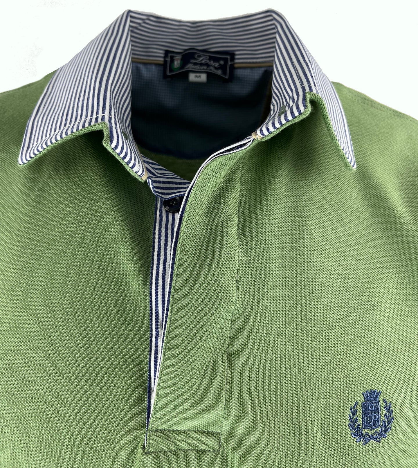 Polo Piquet Uomo Salvia Collo Rigato
