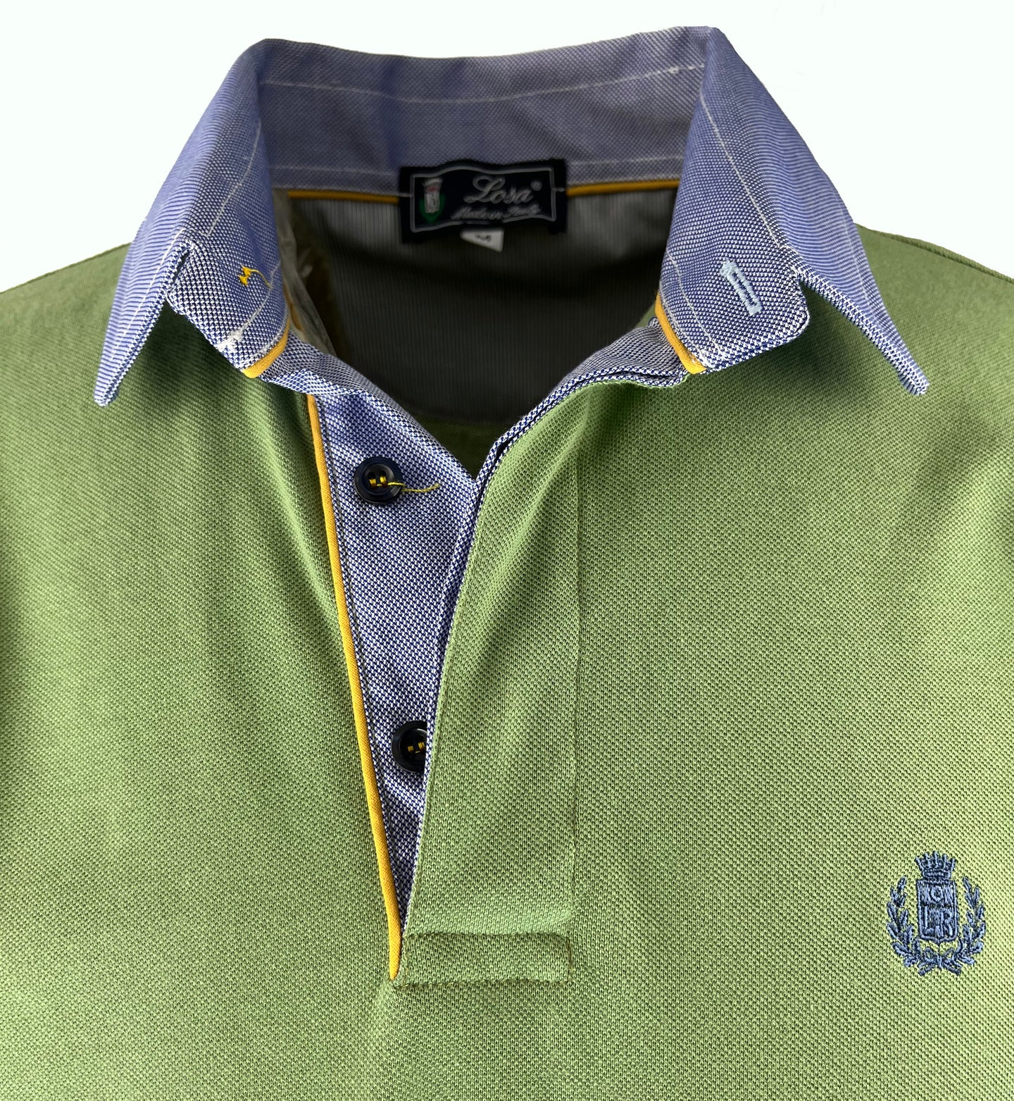 Polo Piquet Uomo Salvia Collo Oxford