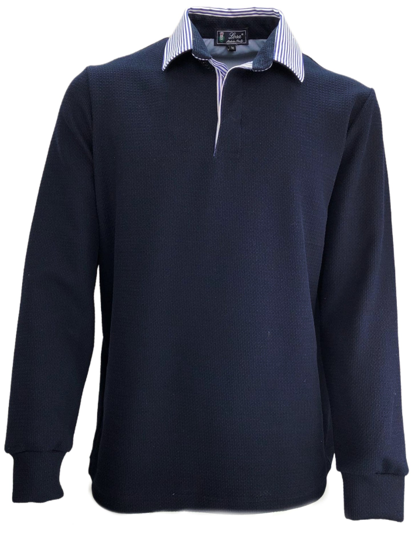 POLO UOMO Piquet  Lavorato Blu Navy Collo Rigato