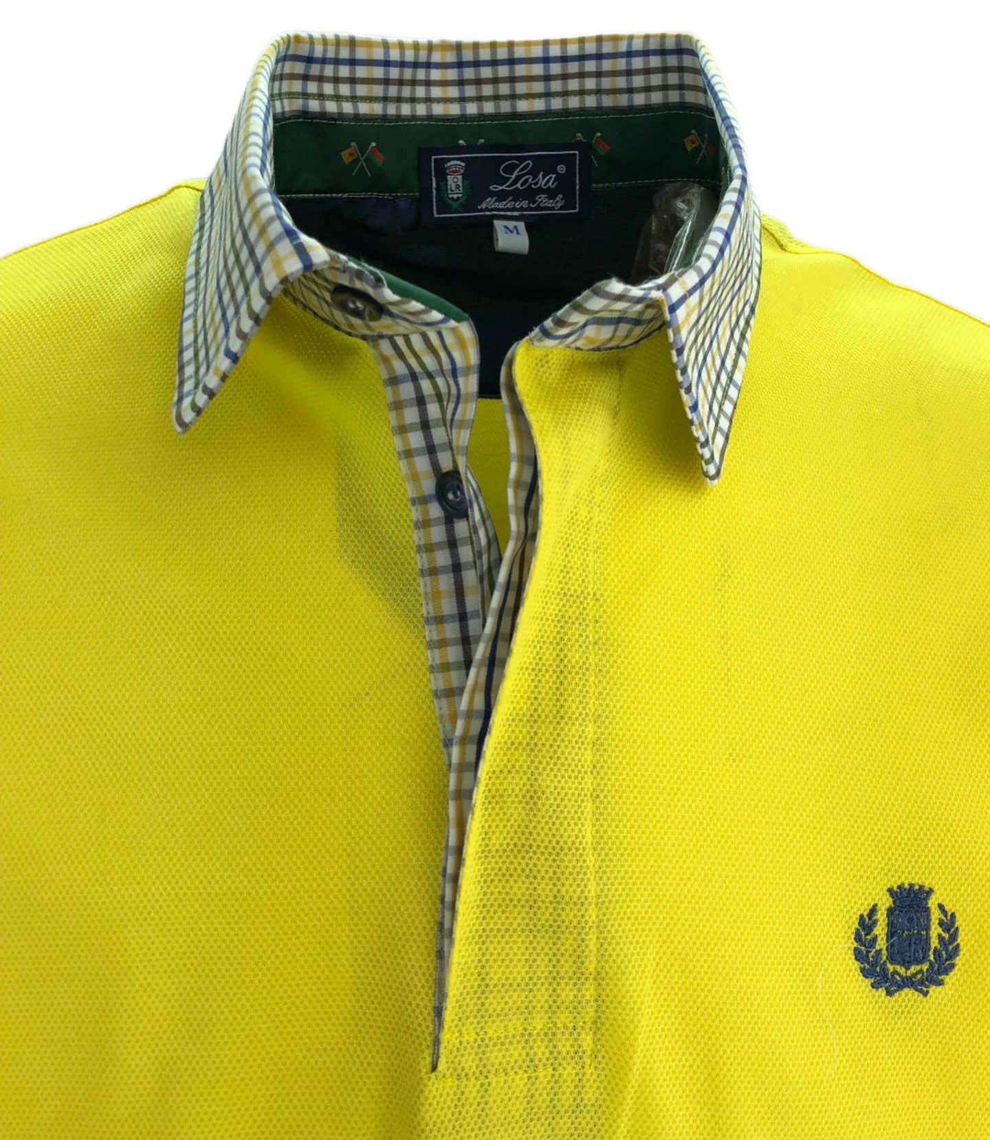 Piquet Uomo Giallo Limone Collo Quadretti