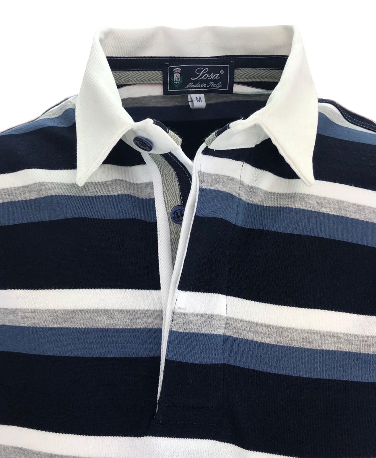 POLOJersey Cotone Rigato Avio Blu