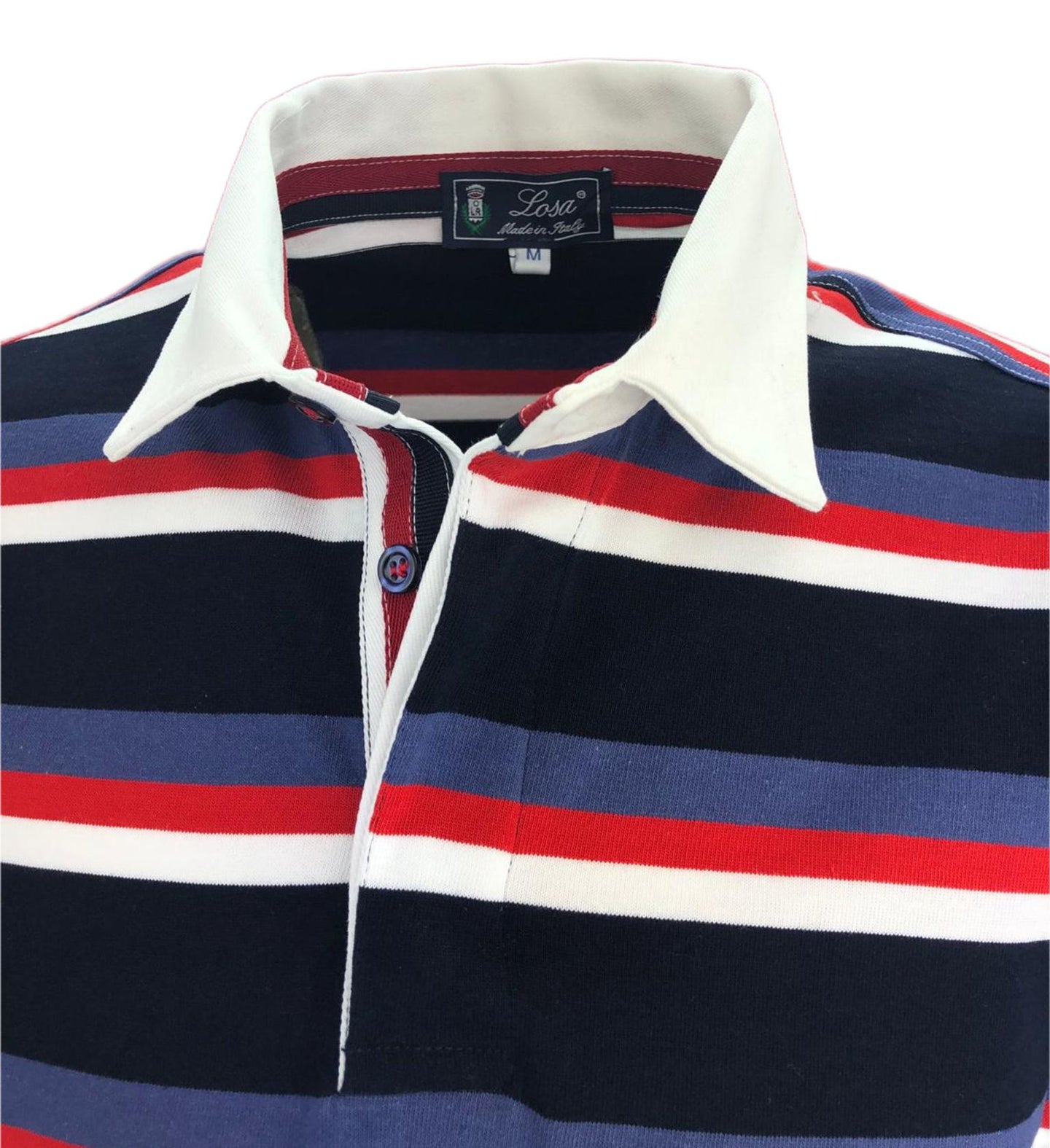 POLO Jersey Cotone Rigato Rosso Blu