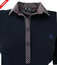 Carica l'immagine nel visualizzatore di Gallery, POLO Donna Manica Lunga Piquet BLU Navy Collo Fantasia
