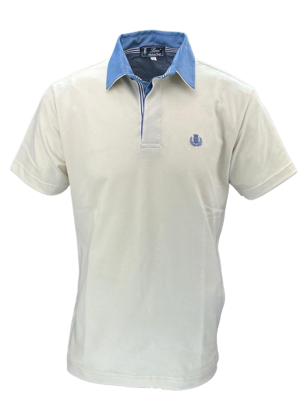 Piquet Uomo Sabbia Collo Jeans