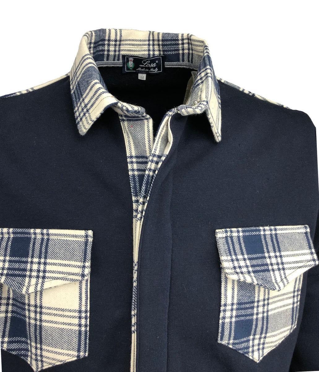 Camicia Uomo In Flanella Tartan Cromoncent – Maniche Lunghe, Colore Teal Navy, Taglia L, Casuale Con Tasca