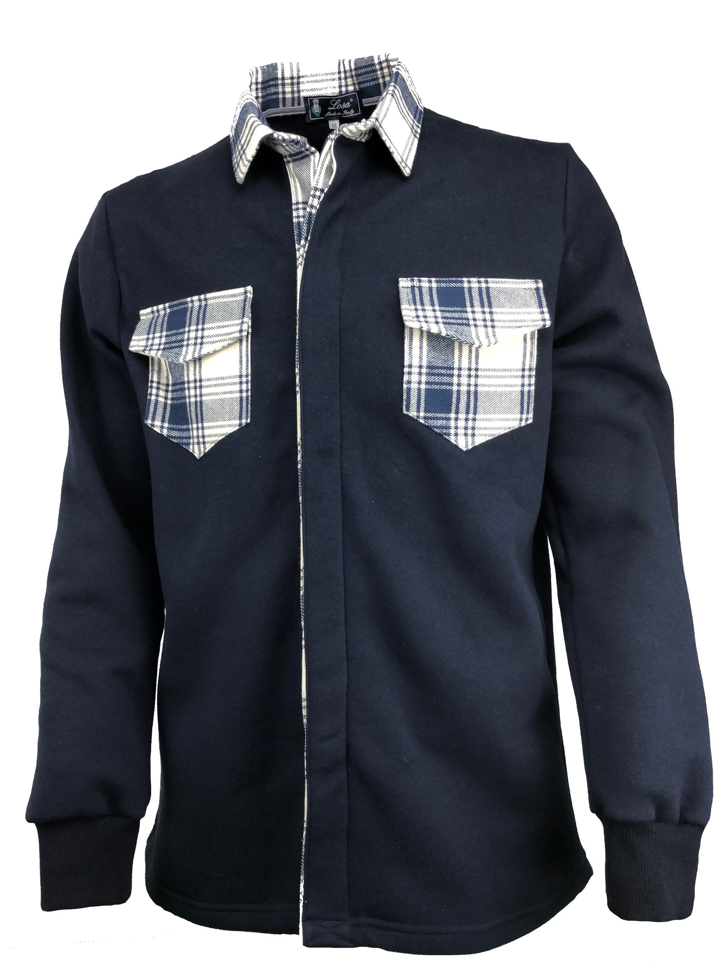 Camicia Felpa Blu Navy Scozzese LOSA MADE IN ITALY