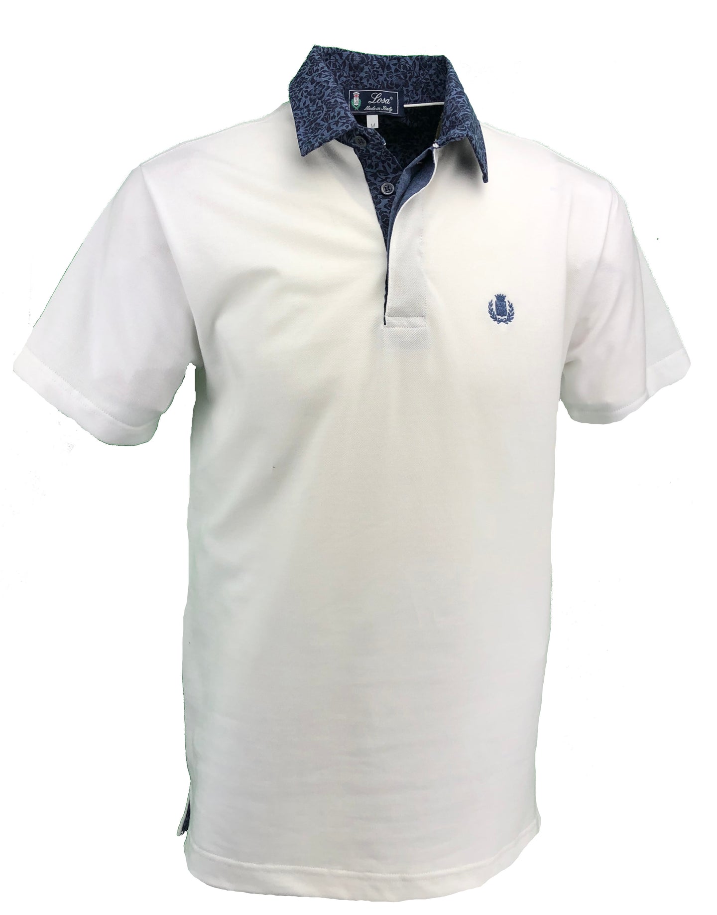 POLO Piquet Uomo Bianca Collo Fantasia fiori