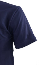 Carica l&#39;immagine nel visualizzatore di Gallery, Piquet Blu Navy collo a righe bianche e blu
