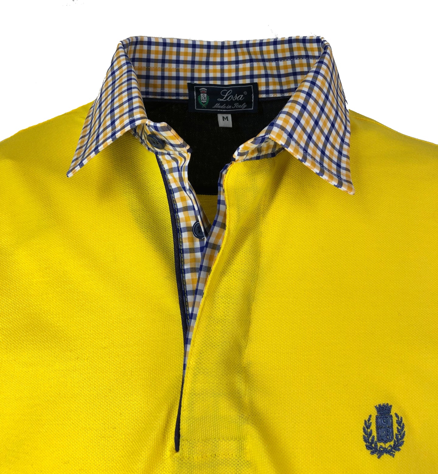 Polo Piquet Uomo Giallo Collo Quadretti